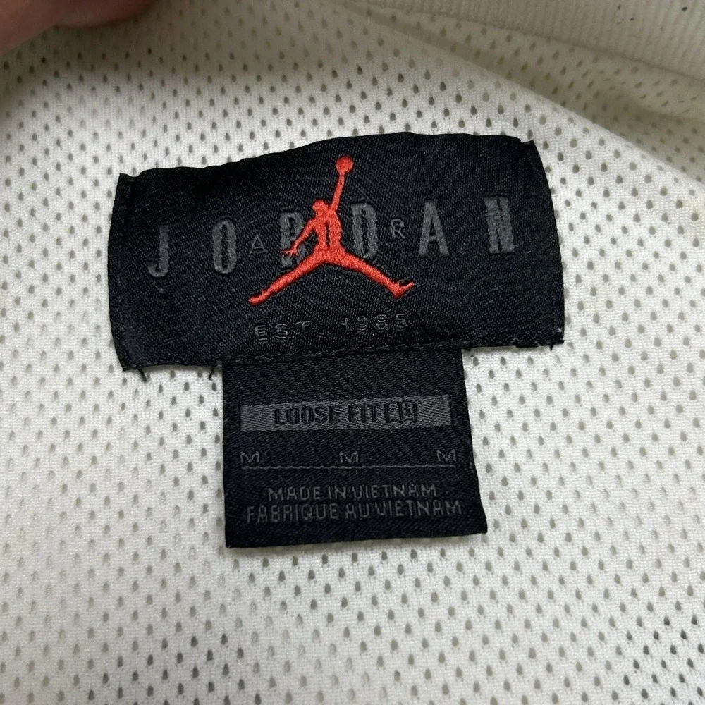 Jordan Bomber Jacket Mens Medium White Black Full Zip Jumpman Loose Fit